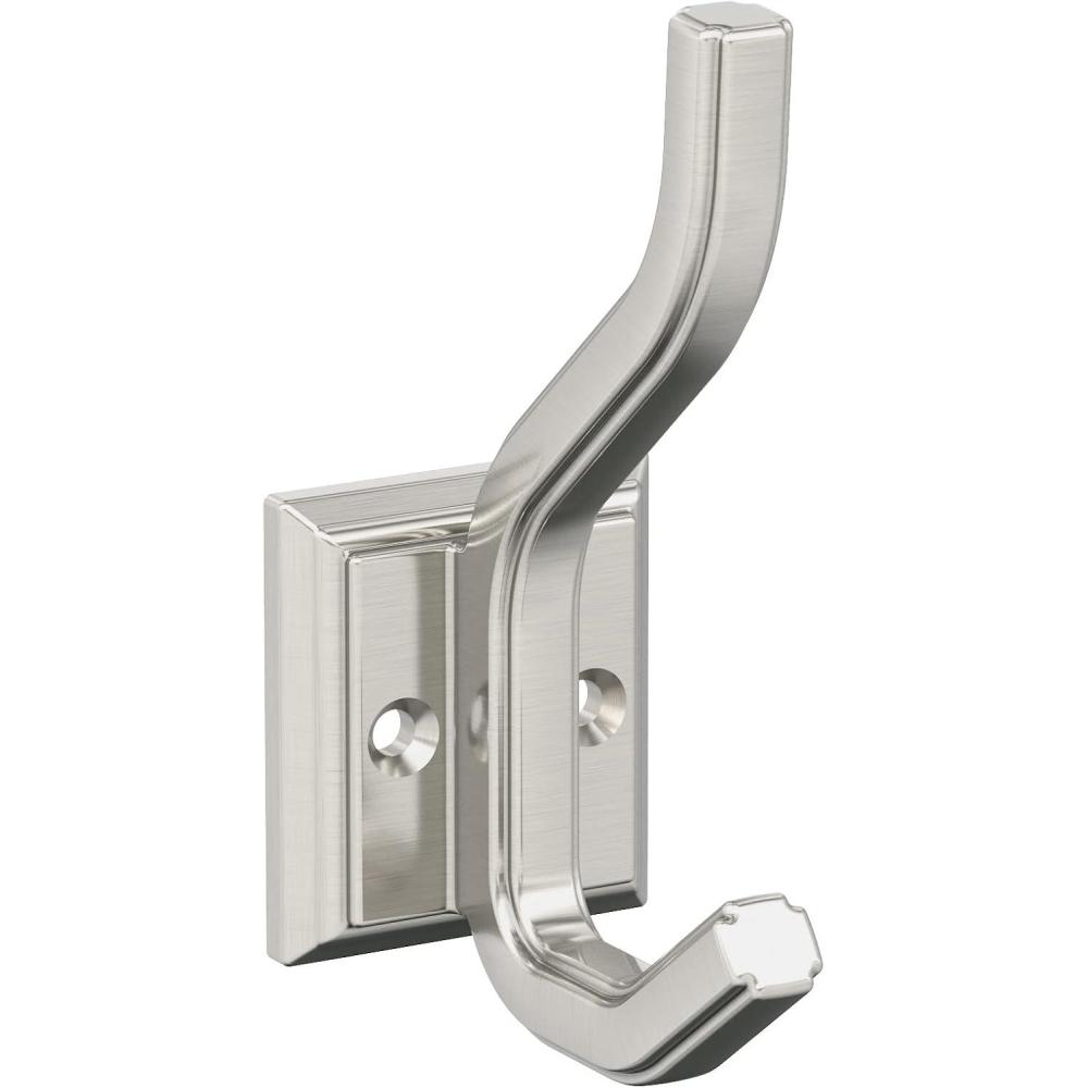 imageAmerock H37005G10 Aliso Double Prong Decorative Wall Hook Satin Nickel Hook for Coats Hats Backpacks Bags Hooks for Bathroom Bedroom Closet Entryway Laundry Room OfficeSatin Nickel