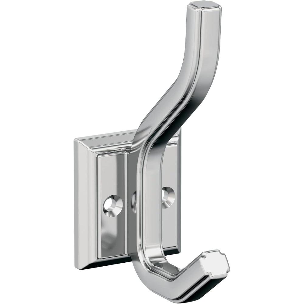 imageAmerock H37005G10 Aliso Double Prong Decorative Wall Hook Satin Nickel Hook for Coats Hats Backpacks Bags Hooks for Bathroom Bedroom Closet Entryway Laundry Room OfficeChrome