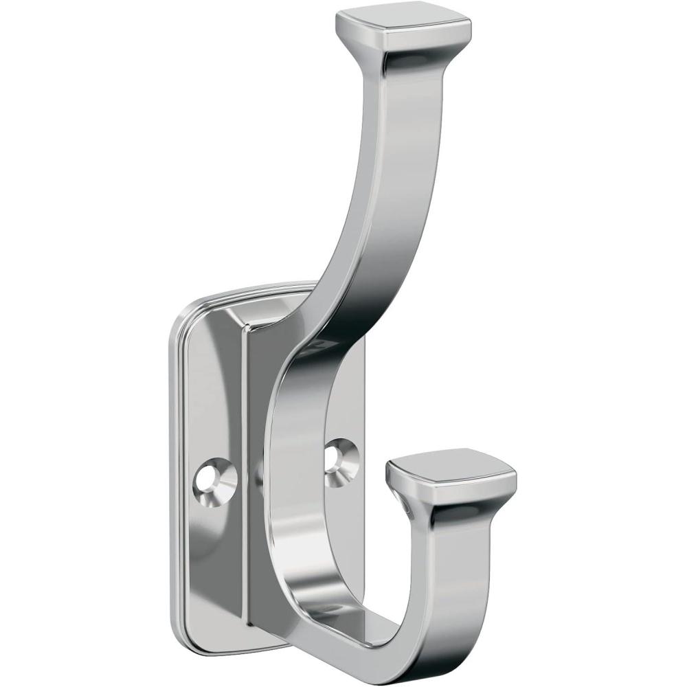 imageAmerock H37007BBZ Alder Double Prong Decorative Wall Hook Golden Champagne Hook for Coats Hats Backpacks Bags Hooks for Bathroom Bedroom Closet Entryway Laundry Room OfficeChrome