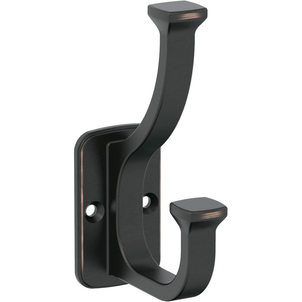 imageAmerock H37007BBZ  Alder Double Prong Decorative Wall Hook  Golden Champagne Hook for Coats Hats Backpacks Bags  Hooks for Bathroom Bedroom Closet Entryway Laundry Room OfficeOil Rubbed Bronze