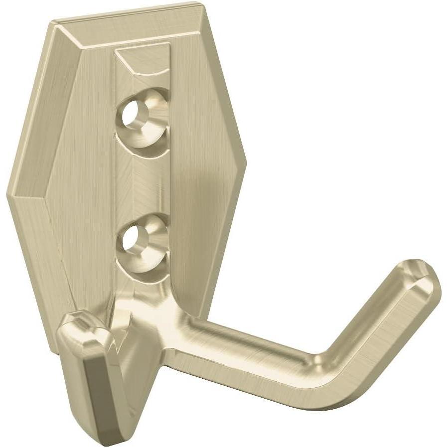 imageAmerock H3700826 Benton Double Prong Decorative Wall Hook Polished Chrome Hook for Coats Hats Backpacks Bags Hooks for Bathroom Bedroom Closet Entryway Laundry Room OfficeGolden Champagne