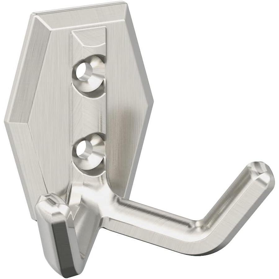 imageAmerock H3700826  Benton Double Prong Decorative Wall Hook  Polished Chrome Hook for Coats Hats Backpacks Bags  Hooks for Bathroom Bedroom Closet Entryway Laundry Room OfficeSatin Nickel