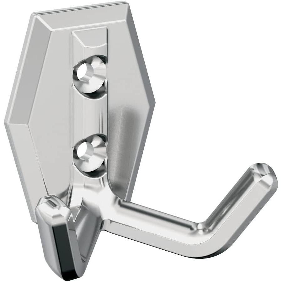 imageAmerock H3700826 Benton Double Prong Decorative Wall Hook Polished Chrome Hook for Coats Hats Backpacks Bags Hooks for Bathroom Bedroom Closet Entryway Laundry Room OfficeChrome