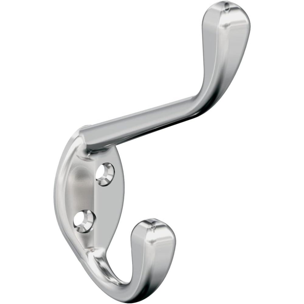 imageAmerock H55451CZ Noble Double Prong Decorative Wall Hook Champagne Bronze Hook for Coats Hats Backpacks Bags Hooks for Bathroom Bedroom Closet Entryway Laundry Room OfficeChrome