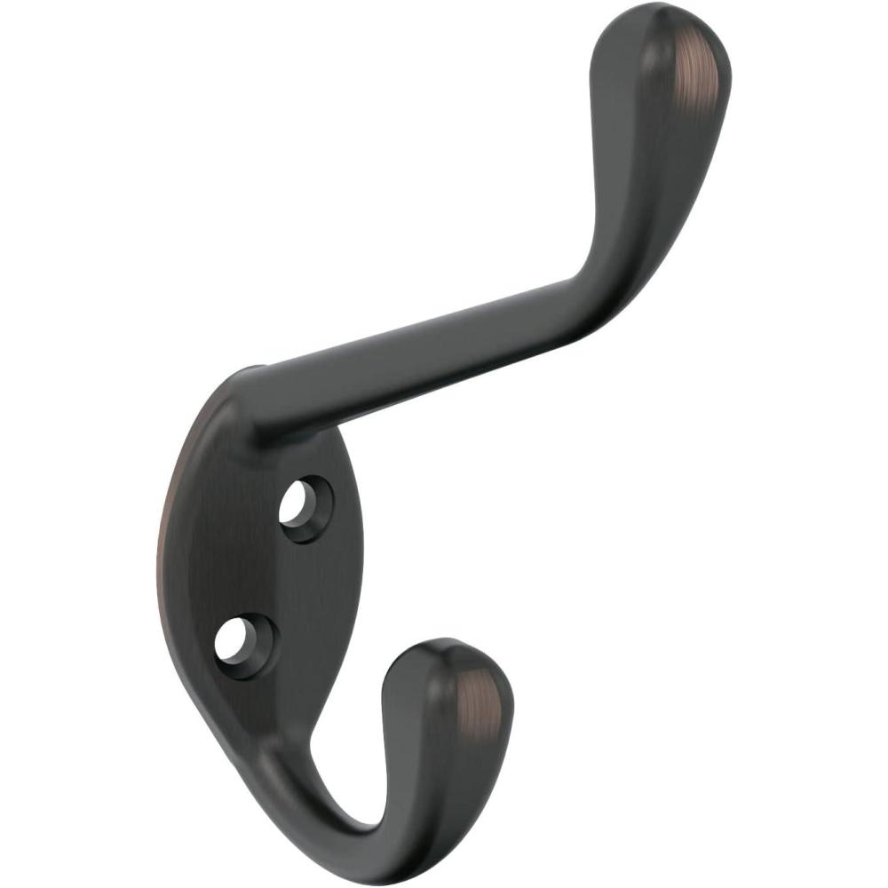 imageAmerock H55451CZ Noble Double Prong Decorative Wall Hook Champagne Bronze Hook for Coats Hats Backpacks Bags Hooks for Bathroom Bedroom Closet Entryway Laundry Room OfficeOil Rubbed Bronze