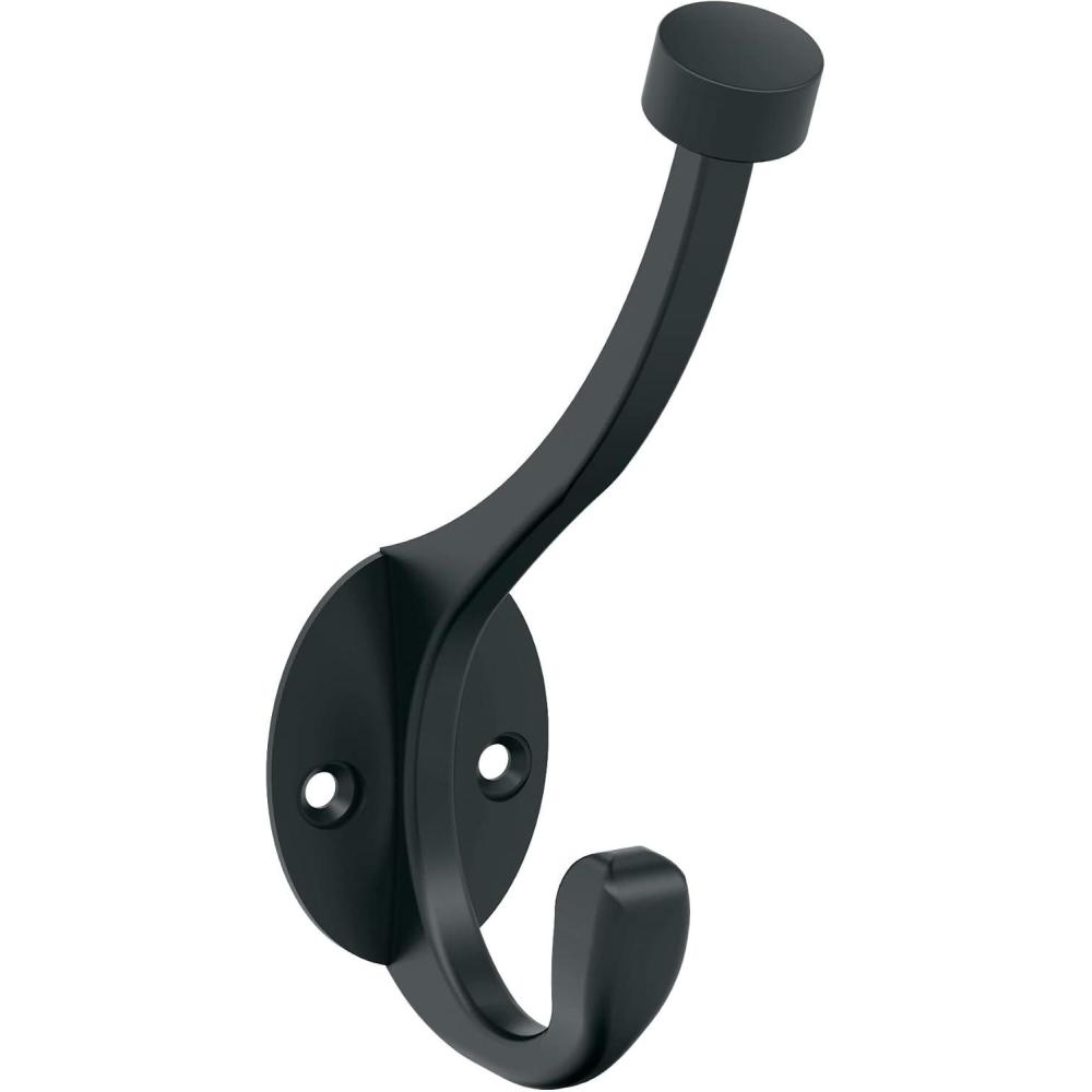 imageAmerock H55465CZ Adare Double Prong Decorative Wall Hook Champagne Bronze Hook for Coats Hats Backpacks Bags Hooks for Bathroom Bedroom Closet Entryway Laundry Room OfficeMatte Black