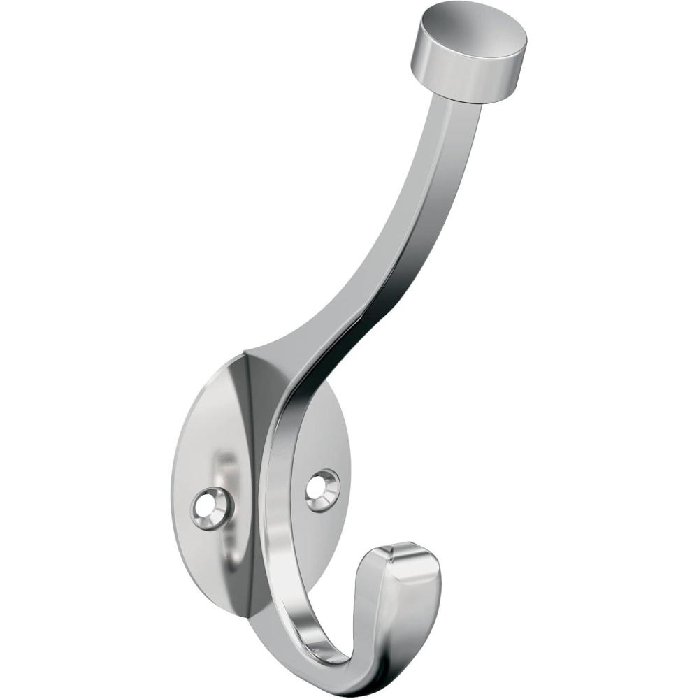 imageAmerock H55465CZ Adare Double Prong Decorative Wall Hook Champagne Bronze Hook for Coats Hats Backpacks Bags Hooks for Bathroom Bedroom Closet Entryway Laundry Room OfficeChrome
