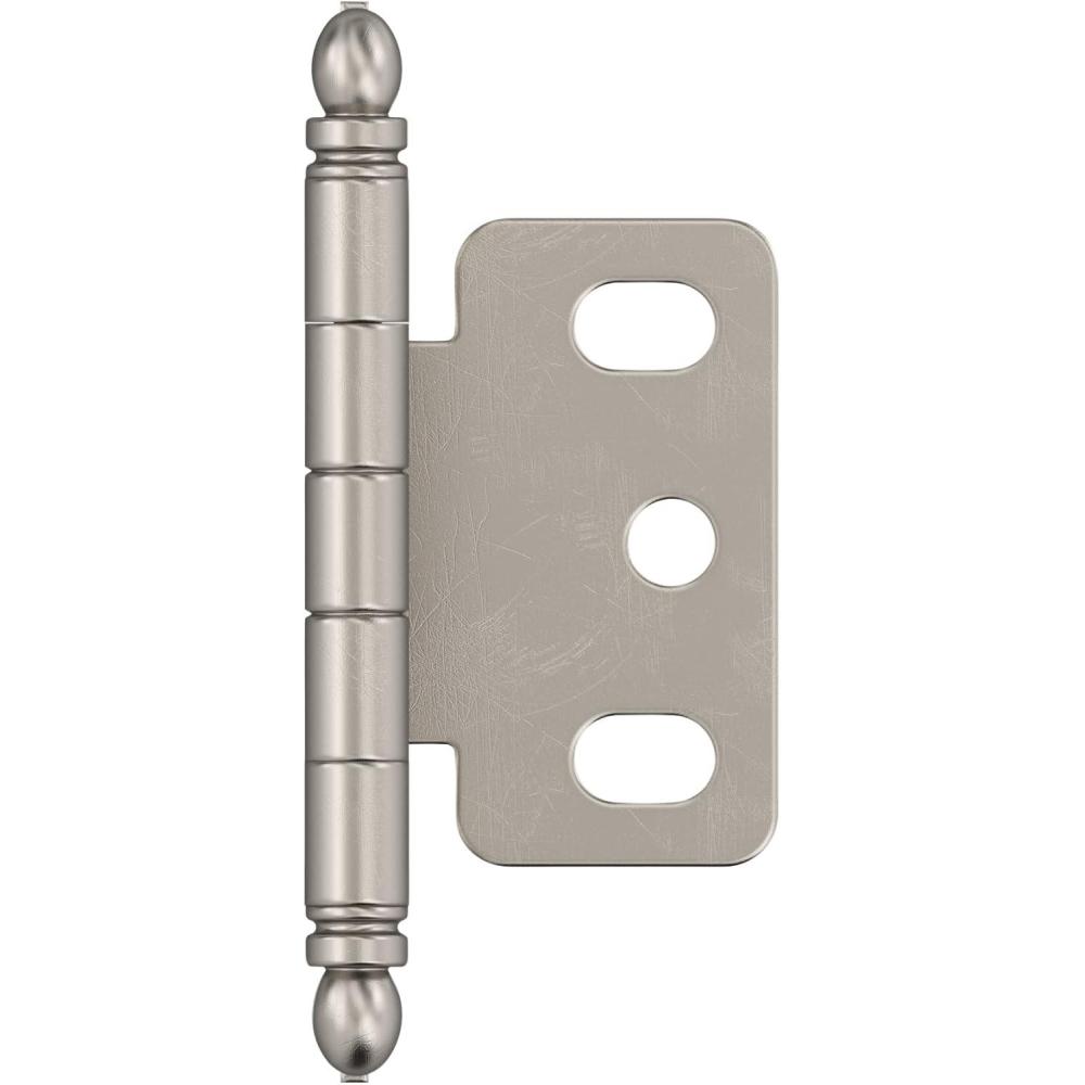 imageAmerock PK3180TBCZ Cabinet Hinge 34 in 19 mm Door Thickness Full Inset Partial Wrap Ball Tip Champagne Bronze Kitchen Cabinet Door Hinge Single Hinge Functional HardwareSatin Nickel