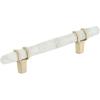 Amerock | Cabinet Pull | Marble White/Golden Champagne | 5-1/16 inch (128 mm) Center to Center | Carrione | 1 Pack | Drawer Pull | Drawer Handle | Cabinet Hardware | Zinc(Marble White/Golden Champagne)