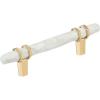 Amerock | Cabinet Pull | Marble White/Golden Champagne | 5-1/16 inch (128 mm) Center to Center | Carrione | 1 Pack | Drawer Pull | Drawer Handle | Cabinet Hardware | Zinc(Marble White/Champagne Bronze)
