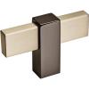 Amerock Mulino 2-3/8 inch (60mm) Length Golden Champagne/Matte Black Cabinet Knob, BP36720BBZMB(Silver Champagne/Black Nickel)
