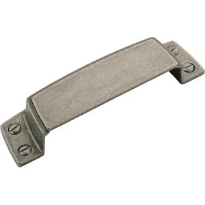 Amerock | Cabinet Cup Pull | Black Bronze | 3-1/2 inch (89 mm) Center to Center | Highland Ridge | 1 Pack | Drawer Pull | Drawer Handle | Cabinet Hardware(Aged Pewter)