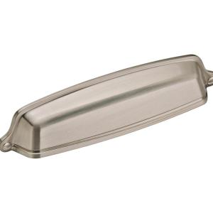 Amerock | Cabinet Cup Pull | Golden Champagne | 5-1/16 inch (128 mm) Center to Center | Stature | 1 Pack | Drawer Pull | Drawer Handle | Cabinet Hardware(Satin Nickel)