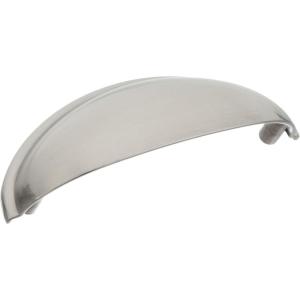 Amerock | Cabinet Cup Pull | Matte Black | 3 inch (76 mm) Center-to-Center | Ravino | Drawer Pull | Drawer Handle | Cabinet Hardware (Pack of 1)(Satin Nickel)