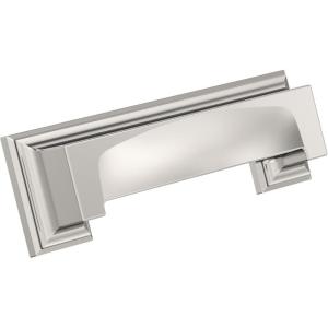 Amerock | Cabinet Cup Pull | Matte Black | 3 inch & 3-3/4 inch (76mm & 96 mm) Center-to-Center | Appoint | 1 Pack | Drawer Pull | Cabinet Handle | Cabinet Hardware(Polished Nickel)