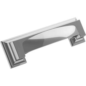 Amerock | Cabinet Cup Pull | Matte Black | 3 inch & 3-3/4 inch (76mm & 96 mm) Center-to-Center | Appoint | 1 Pack | Drawer Pull | Cabinet Handle | Cabinet Hardware(Polished Chrome)