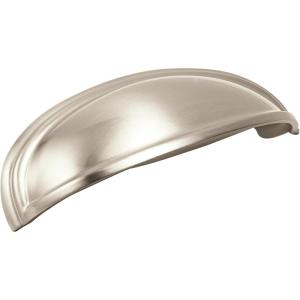 Amerock | Cabinet Cup Pull | Oil Rubbed Bronze | 3 inch. (76 mm) & 4 inch. (102 mm) Center to Center | Ashby | 1 Pack | Drawer Pull | Drawer Handle | Cabinet Hardware(Satin Nickel)