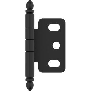 Amerock | Cabinet Hinge | 3/4 in. (19 mm) Door Thickness | Full Inset | Partial Wrap | Ball Tip | Matte Black | Kitchen Cabinet Door Hinge | Single Hinge | Functional Hardware(Matte Black)