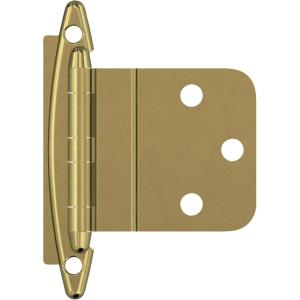 Amerock | Cabinet Hinge | 3/8 inch (10 mm) Inset | Satin Nickel | 2 Pack | Non Self-Closing | Face Mount | Cabinet Door(Polished Brass)