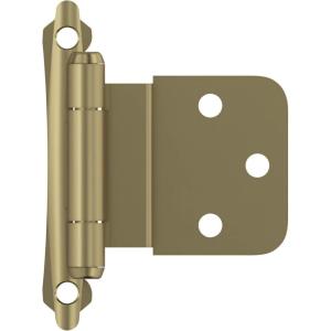 Amerock | Cabinet Hinge | 3/8 inch (10 mm) Inset Hinge | Satin Nickel | 2 Pack | Self-Closing Hinge | Face Mount Hinge | Cabinet Door Hinge(Golden Champagne)