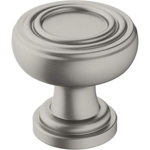 Amerock | Cabinet Knob | Champagne Bronze | 1-1/8 inch (29 mm) Diameter | Ville | 1 Pack | Drawer Knob | Cabinet Hardware(Satin Nickel)