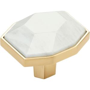 Amerock | Cabinet Knob | Marble White/Oil-Rubbed Bronze | 2-1/2 inch (64 mm) Length | Carrione | 1 Pack | Drawer Knob | Cabinet Hardware(Marble White/Champagne Bronze)