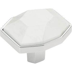Amerock | Cabinet Knob | Marble White/Oil-Rubbed Bronze | 2-1/2 inch (64 mm) Length | Carrione | 1 Pack | Drawer Knob | Cabinet Hardware(Marble White/Polished Chrome)