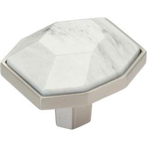 Amerock | Cabinet Knob | Marble White/Oil-Rubbed Bronze | 2-1/2 inch (64 mm) Length | Carrione | 1 Pack | Drawer Knob | Cabinet Hardware(Marble White/Satin Nickel)