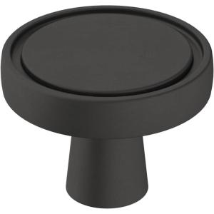 Amerock | Cabinet Knob | Matte Black | 1-3/8 inch (35 mm) Diameter | Destine | 1 Pack | Drawer Knob | Cabinet Hardware(Matte Black)
