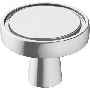 Amerock | Cabinet Knob | Matte Black | 1-3/8 inch (35 mm) Diameter | Destine | 1 Pack | Drawer Knob | Cabinet Hardware(Polished Chrome)