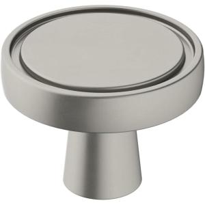 Amerock | Cabinet Knob | Matte Black | 1-3/8 inch (35 mm) Diameter | Destine | 1 Pack | Drawer Knob | Cabinet Hardware(Satin Nickel)