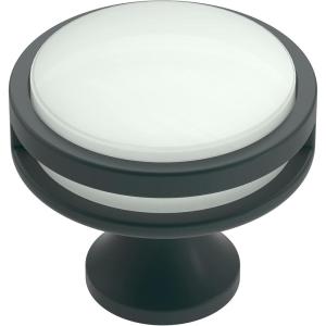 Amerock | Cabinet Knob | Matte Black | 1-3/8 inch (35 mm) Diameter | Oberon | 1 Pack | Drawer Knob | Cabinet Hardware(Matte Black/Frosted)