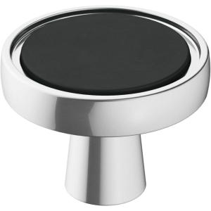 Amerock | Cabinet Knob | Matte Black/Champagne Bronze | 1-3/8 inch (35 mm) Diameter | Mergence | 1 Pack | Drawer Knob | Cabinet Hardware(Matte Black/Polished Chrome)