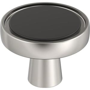 Amerock | Cabinet Knob | Matte Black/Champagne Bronze | 1-3/8 inch (35 mm) Diameter | Mergence | 1 Pack | Drawer Knob | Cabinet Hardware(Matte Black/Polished Nickel)