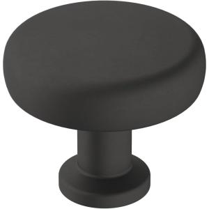 Amerock | Cabinet Knob | Polished Chrome | 1-1/4 inch (32 mm) Diameter | Factor | 1 Pack | Drawer Knob | Cabinet Hardware(Matte Black)