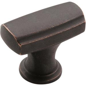 Amerock | Cabinet Knob | Satin Nickel | 1-3/8 inch (35 mm) Length | Highland Ridge | 1 Pack | Drawer Knob | Cabinet Hardware(Dark Oiled Bronze)