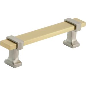 Amerock | Cabinet Pull | Brushed Matte Black/Satin Nickel | 5-1/16 inch (128 mm) Center to Center | Overton | 1 Pack | Drawer Pull | Drawer Handle | Cabinet Hardware(Brushed Gold/Satin Nickel)