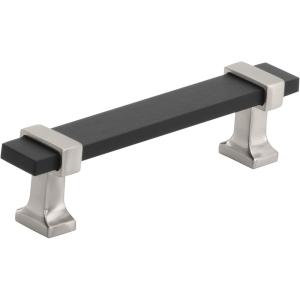 Amerock | Cabinet Pull | Brushed Matte Black/Satin Nickel | 5-1/16 inch (128 mm) Center to Center | Overton | 1 Pack | Drawer Pull | Drawer Handle | Cabinet Hardware(Brushed Matte Black/Satin Nickel)