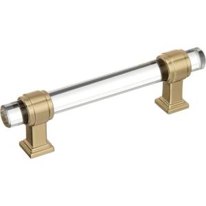 Amerock | Cabinet Pull | Clear/Polished Chrome | 5-1/16 inch (128 mm) Center to Center | Glacio | 1 Pack | Drawer Pull | Drawer Handle | Cabinet Hardware(Clear/Golden Champagne)