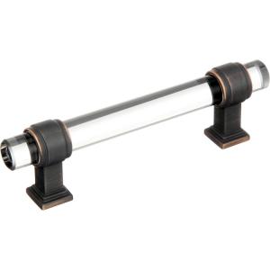 Amerock | Cabinet Pull | Clear/Polished Chrome | 5-1/16 inch (128 mm) Center to Center | Glacio | 1 Pack | Drawer Pull | Drawer Handle | Cabinet Hardware(Clear/Oil-Rubbed Bronze)