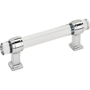 Amerock | Cabinet Pull | Clear/Polished Chrome | 5-1/16 inch (128 mm) Center to Center | Glacio | 1 Pack | Drawer Pull | Drawer Handle | Cabinet Hardware(Clear/Polished Chrome)