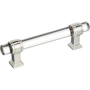 Amerock | Cabinet Pull | Clear/Polished Chrome | 5-1/16 inch (128 mm) Center to Center | Glacio | 1 Pack | Drawer Pull | Drawer Handle | Cabinet Hardware(Clear/Polished Nickel)