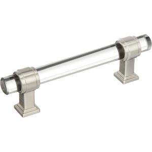 Amerock | Cabinet Pull | Clear/Polished Chrome | 5-1/16 inch (128 mm) Center to Center | Glacio | 1 Pack | Drawer Pull | Drawer Handle | Cabinet Hardware(Clear/Satin Nickel)