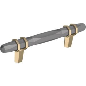Amerock | Cabinet Pull | Golden Champagne/Black Chrome | 3-3/4 inch (96 mm) Center-to-Center | London | 1 Pack | Drawer Pull | Drawer Handle | Cabinet Hardware(Black Chrome/Golden Champagne)