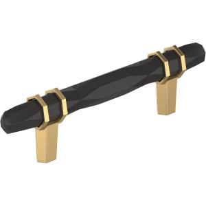 Amerock | Cabinet Pull | Golden Champagne/Black Chrome | 3-3/4 inch (96 mm) Center-to-Center | London | 1 Pack | Drawer Pull | Drawer Handle | Cabinet Hardware(Black Bronze/Champagne Bronze)