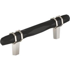 Amerock | Cabinet Pull | Golden Champagne/Black Chrome | 3-3/4 inch (96 mm) Center-to-Center | London | 1 Pack | Drawer Pull | Drawer Handle | Cabinet Hardware(Black Bronze/Polished Nickel)