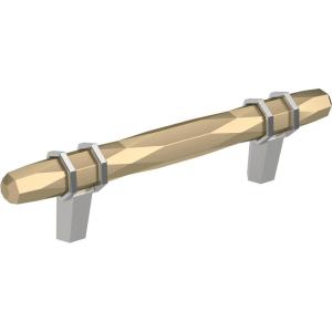 Amerock | Cabinet Pull | Golden Champagne/Black Chrome | 3-3/4 inch (96 mm) Center-to-Center | London | 1 Pack | Drawer Pull | Drawer Handle | Cabinet Hardware(Golden Champagne/Polished Chrome)