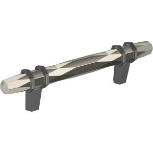 Amerock | Cabinet Pull | Golden Champagne/Black Chrome | 3-3/4 inch (96 mm) Center-to-Center | London | 1 Pack | Drawer Pull | Drawer Handle | Cabinet Hardware(Polished Nickel/Black Chrome)