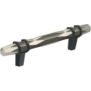 Amerock | Cabinet Pull | Golden Champagne/Black Chrome | 3-3/4 inch (96 mm) Center-to-Center | London | 1 Pack | Drawer Pull | Drawer Handle | Cabinet Hardware(Polished Nickel/Black Bronze)