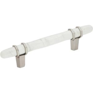 Amerock | Cabinet Pull | Marble White/Golden Champagne | 5-1/16 inch (128 mm) Center to Center | Carrione | 1 Pack | Drawer Pull | Drawer Handle | Cabinet Hardware | Zinc(Marble White/Satin Nickel)